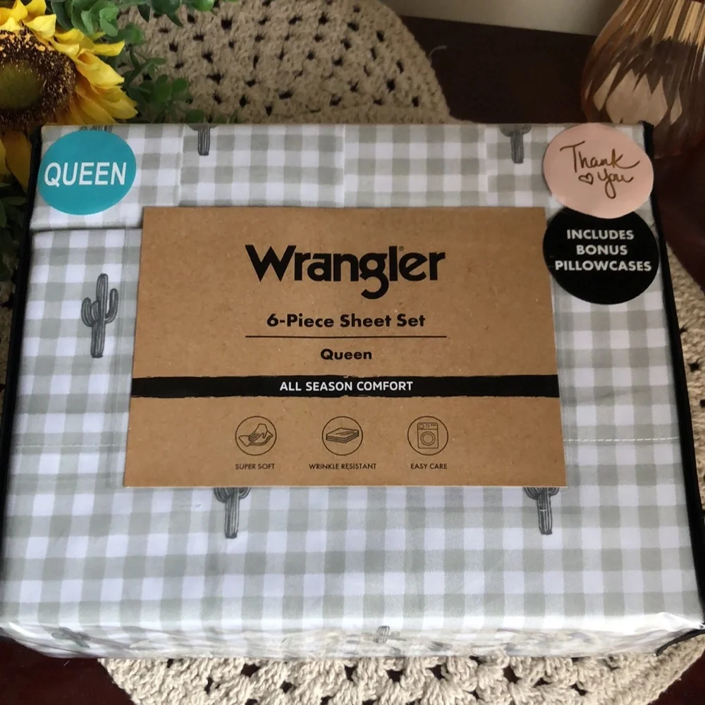 Wrangler CACTUS Gingham 6-Piece Sheet Set - QUEEN